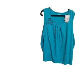 Liz and Me 4x Turquoise Blue Plus Size Tank Top Sleeveless NWT‎